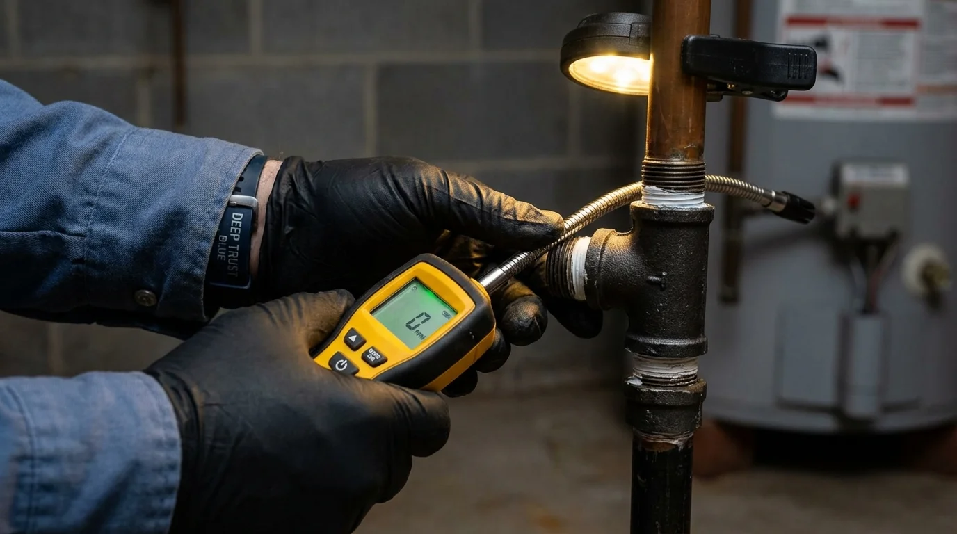 Gas leak detection with electronic sniffer by Johns Plumbing LLC in Kernersville