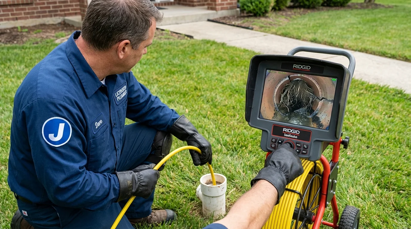 Sewer camera inspection being performed by Johns Plumbing LLC in Kernersville